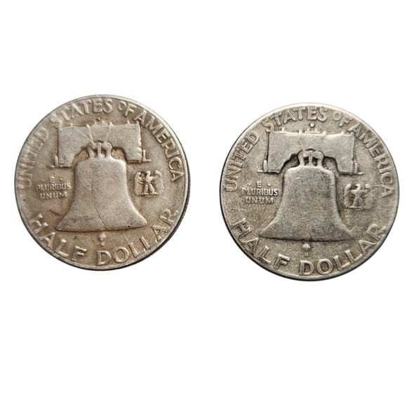 US Ben Franklin Half Dollar 1951, 1963 Pre-owned - Picture 2 of 3